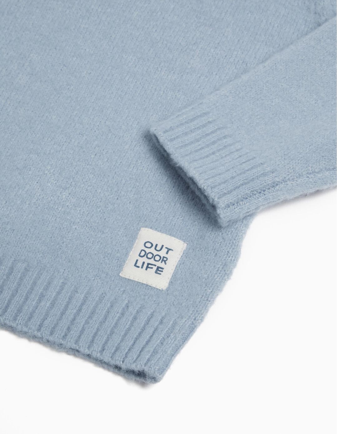 Zip Knit Sweater, Baby Boy, Light Blue