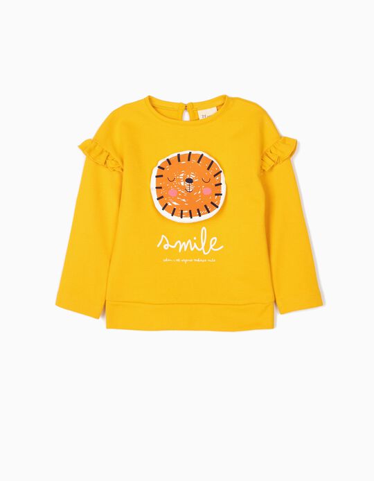 Sweatshirt para Beb&eacute; Menina 'Lion Smile' , Amarelo