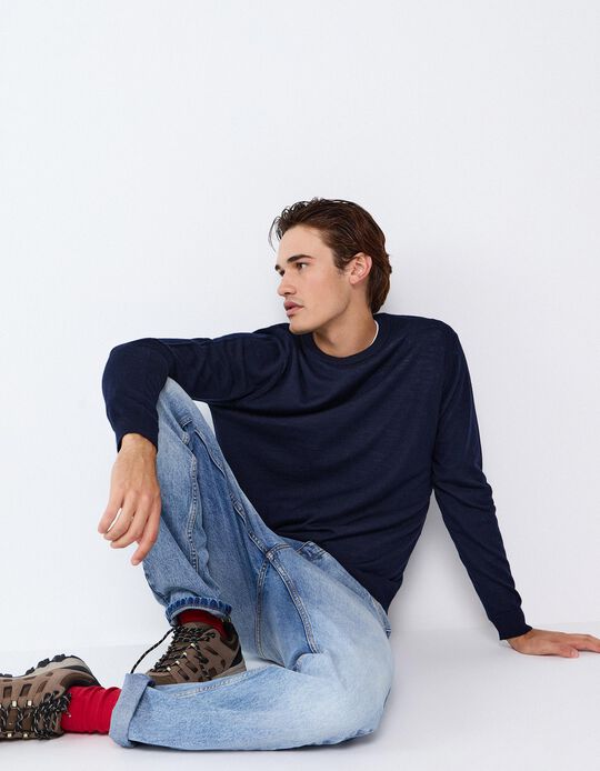 Comprar Online Camisola De L&atilde; Merino, Homem, Azul Escuro