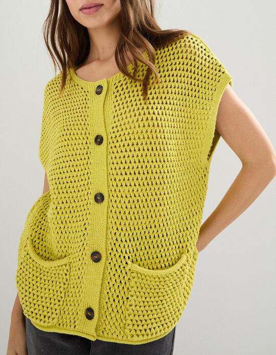 Comprar Online Colete de Crochet, Mulher, Verde