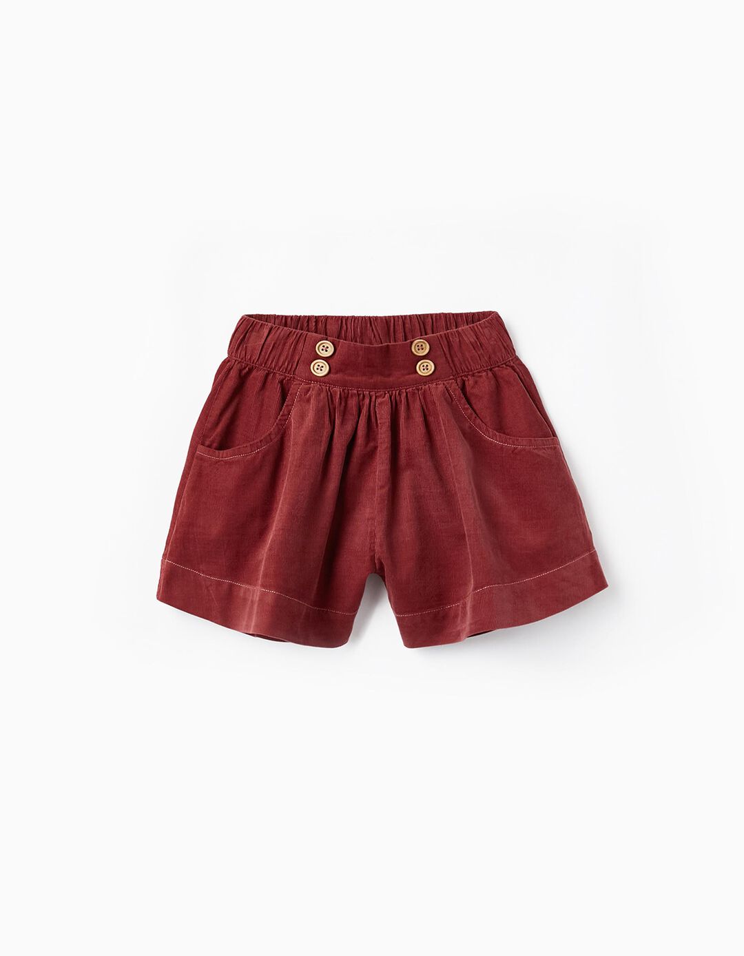 Shorts in Cotton Corduroy for Girls, Dark Red