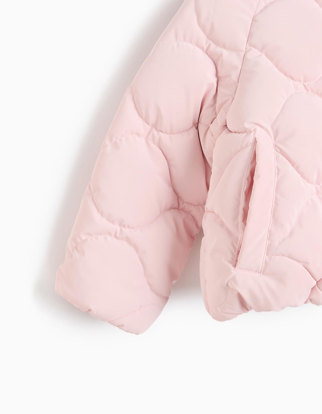 Casaco Acolchoado Com Capuz, Menina, Rosa Claro