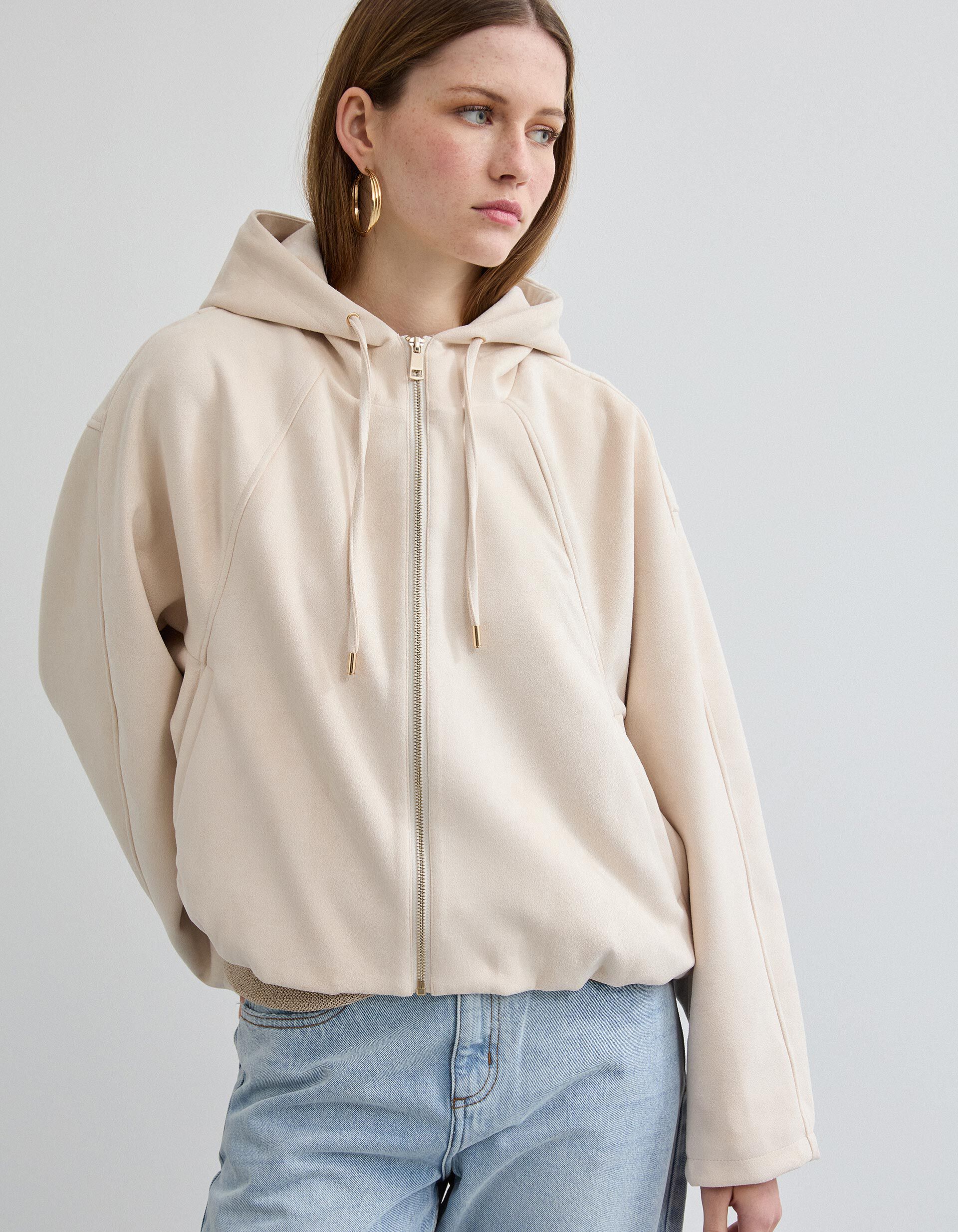 Comprar Online Casaco Efeito Camur&ccedil;a, Mulher, Bege