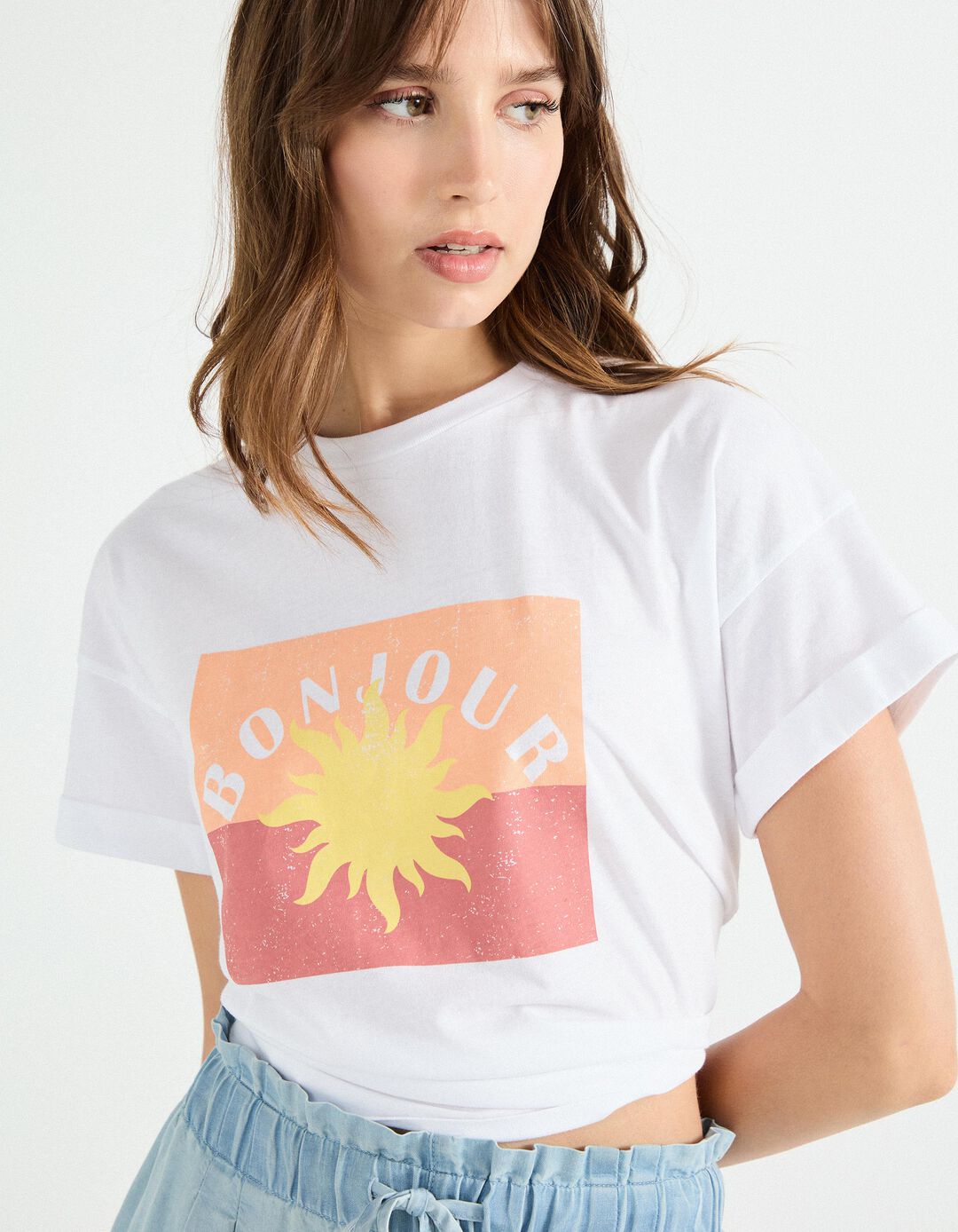 T-shirt Print, Mulher, Branco