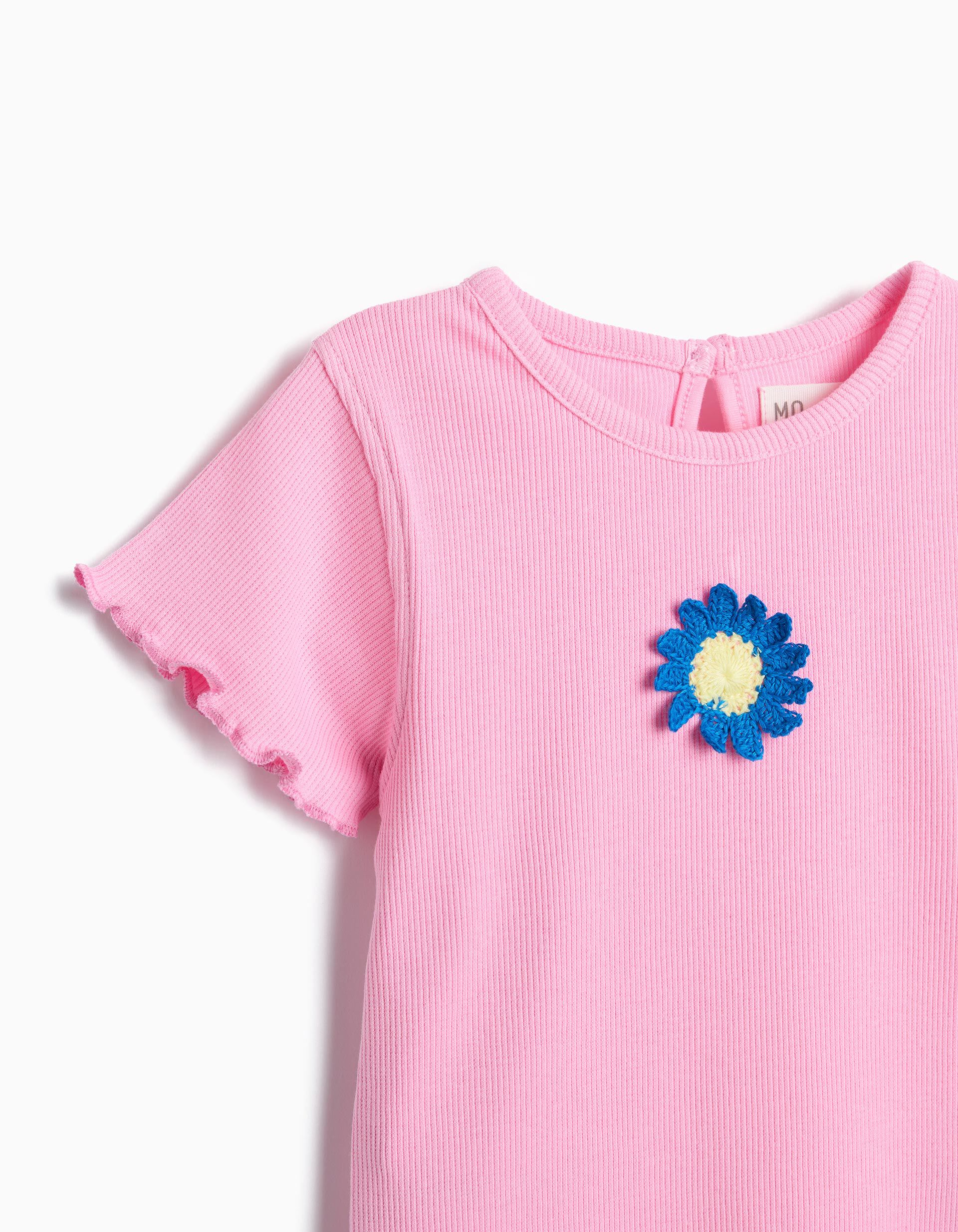 Comprar Online T-shirt Bordado Flor, Menina, Rosa