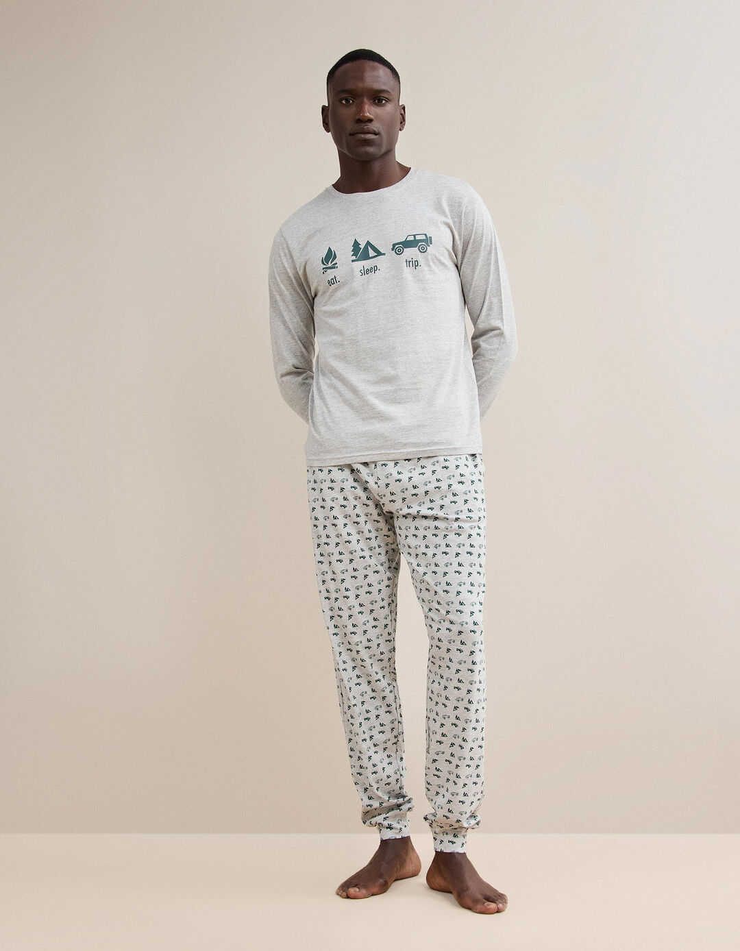Pijama Jersey, Homem, Cinzento