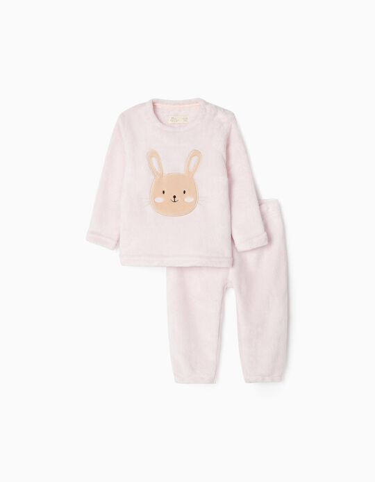 Coral Fleece Pyjamas for Baby Girls 'Cute Bunny', Pink