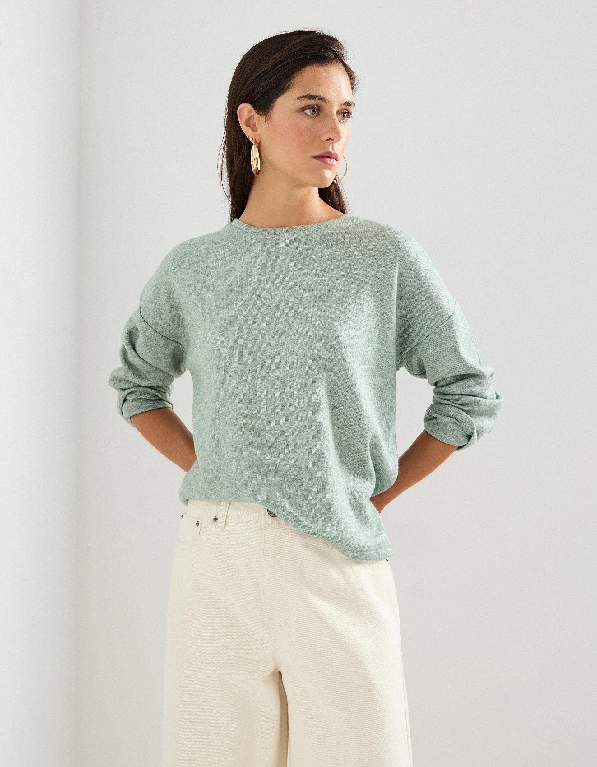 Comprar Online T-shirt de Manga Comprida, Mulher, Verde Escuro