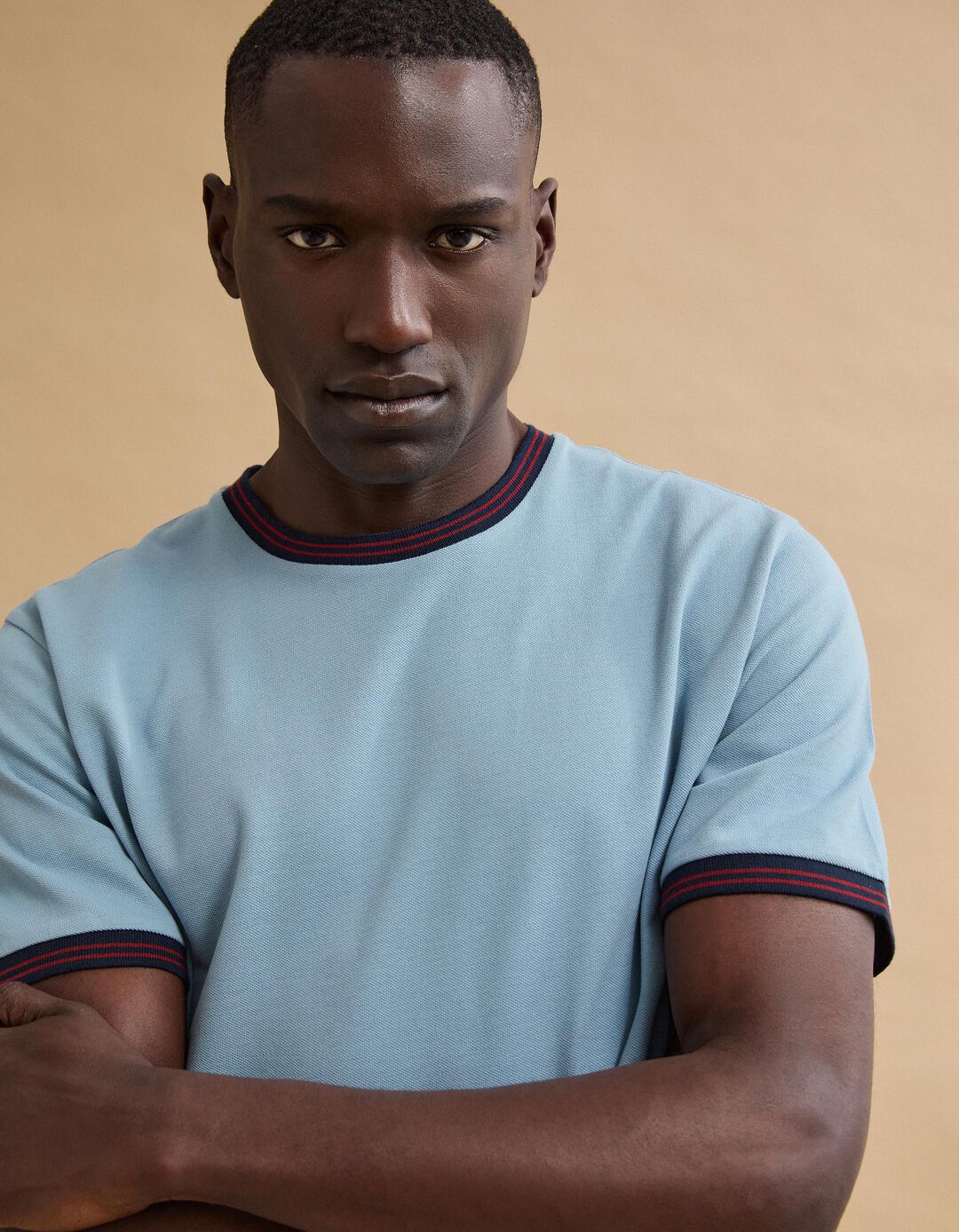 T-shirt Piquet, Homem, Azul Claro