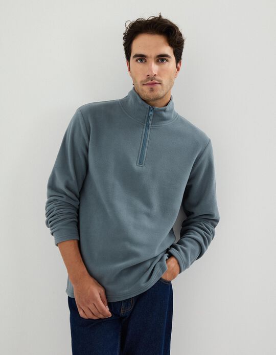 Comprar Online Camisola Polar com Fecho, Homem, Cinzento