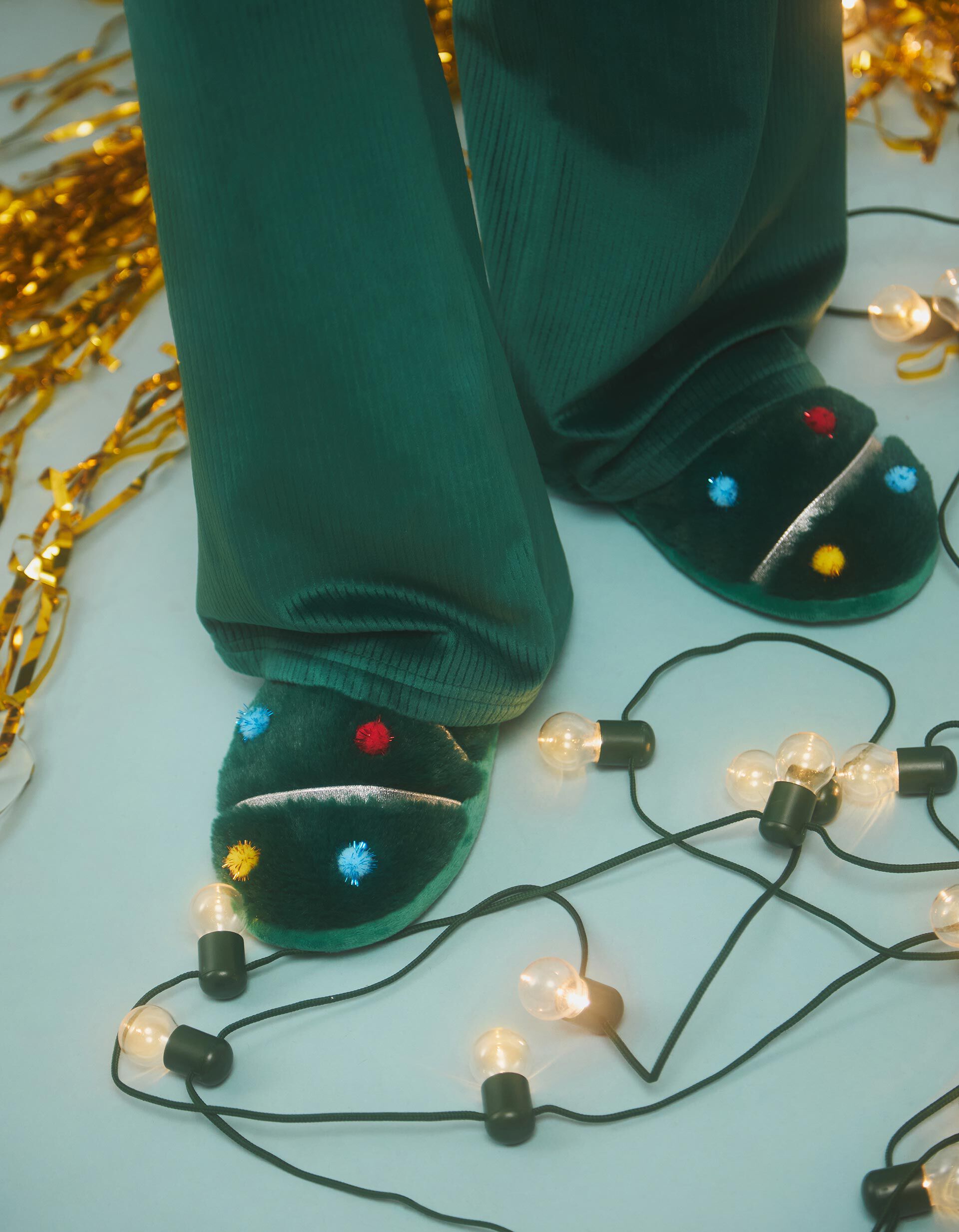 Comprar Online Chinelos de Quarto de Natal, Mulher, Verde Escuro