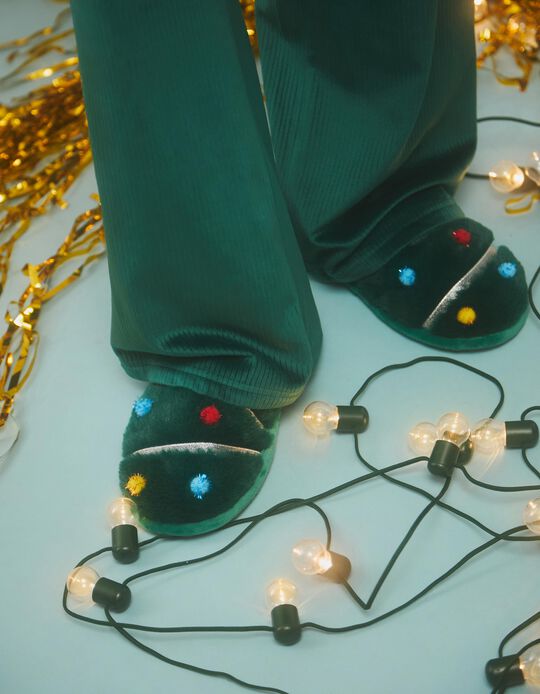 Comprar Online Chinelos de Quarto de Natal, Mulher, Verde Escuro