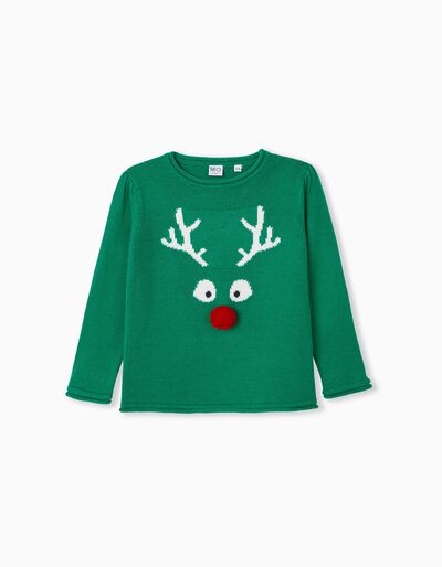 Christmas' Knitted Jumper, Girls, Green
