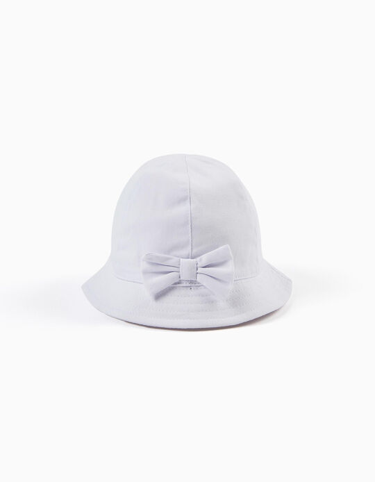 Hat with Bow for Babies and Girls, White