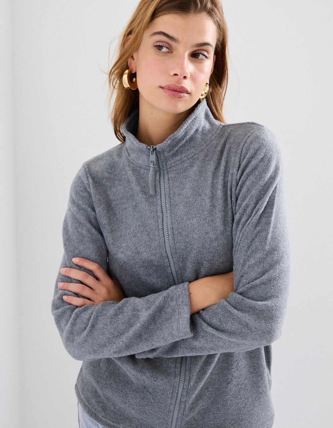 Casaco Polar, Mulher, Cinzento