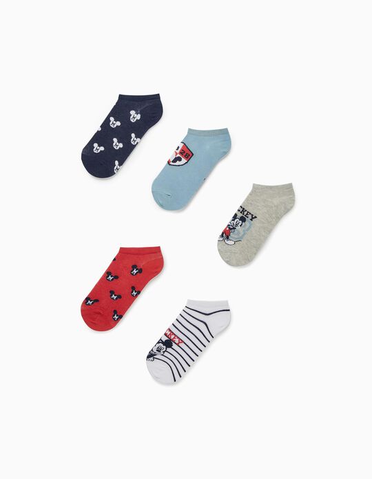 5 Pairs of Ankle Socks for Boys 'Mickey', Multicoloured