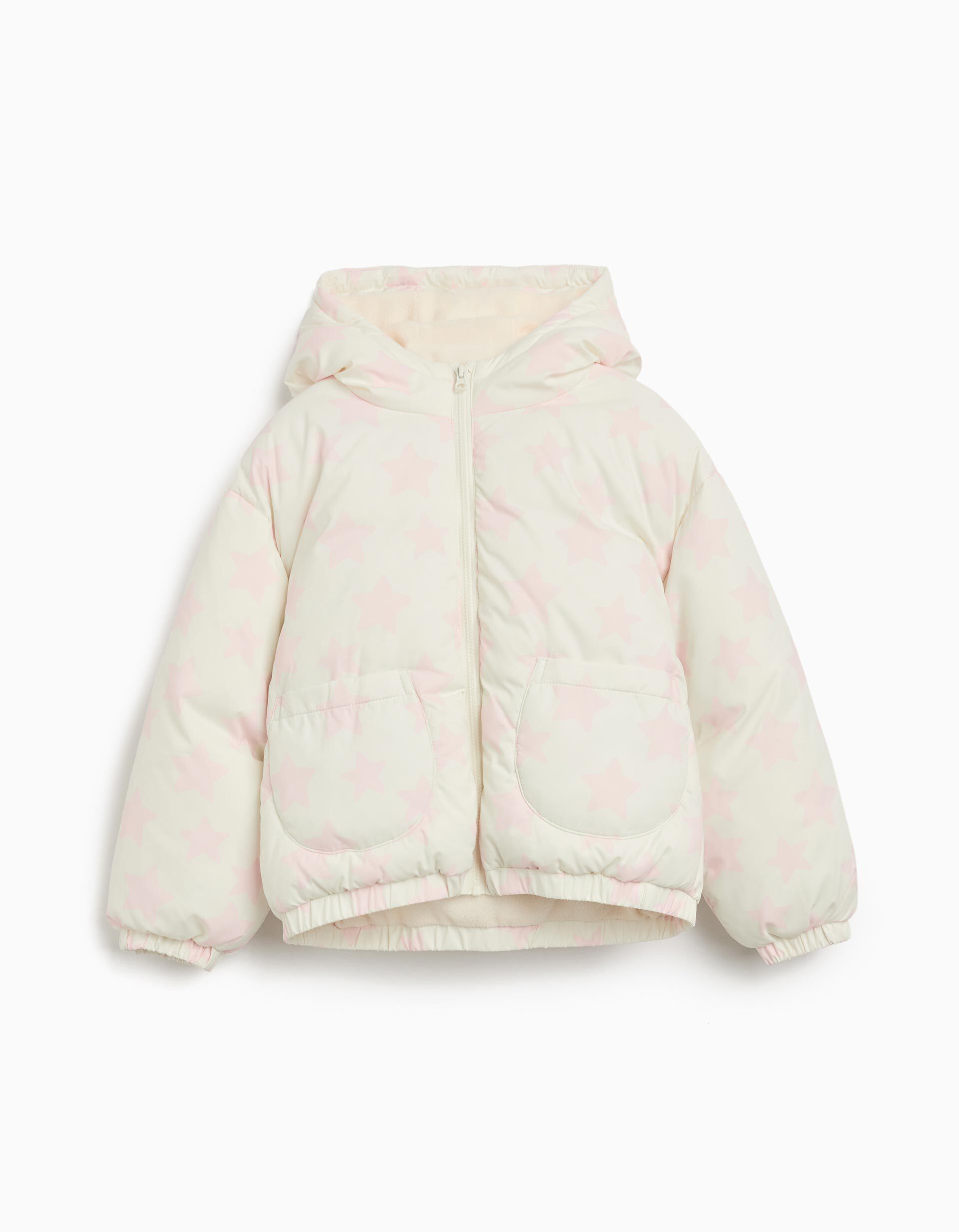 Casaco Acolchoado Capuz, Menina, Branco