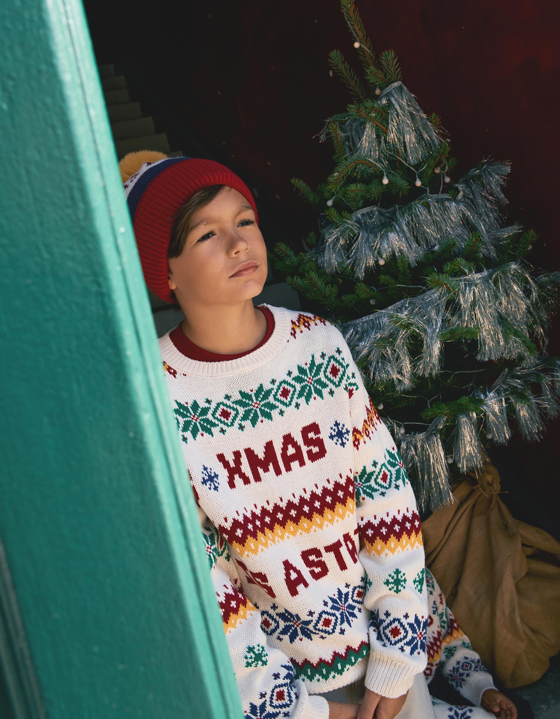 Comprar Online Camisola De Malha De Natal, Menino, Cru