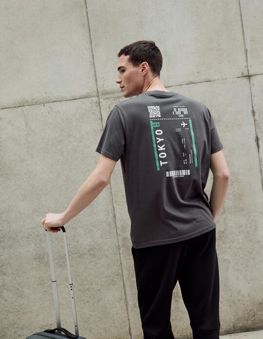 Comprar Online T-shirt Estampado, Homem, Castanho Escuro
