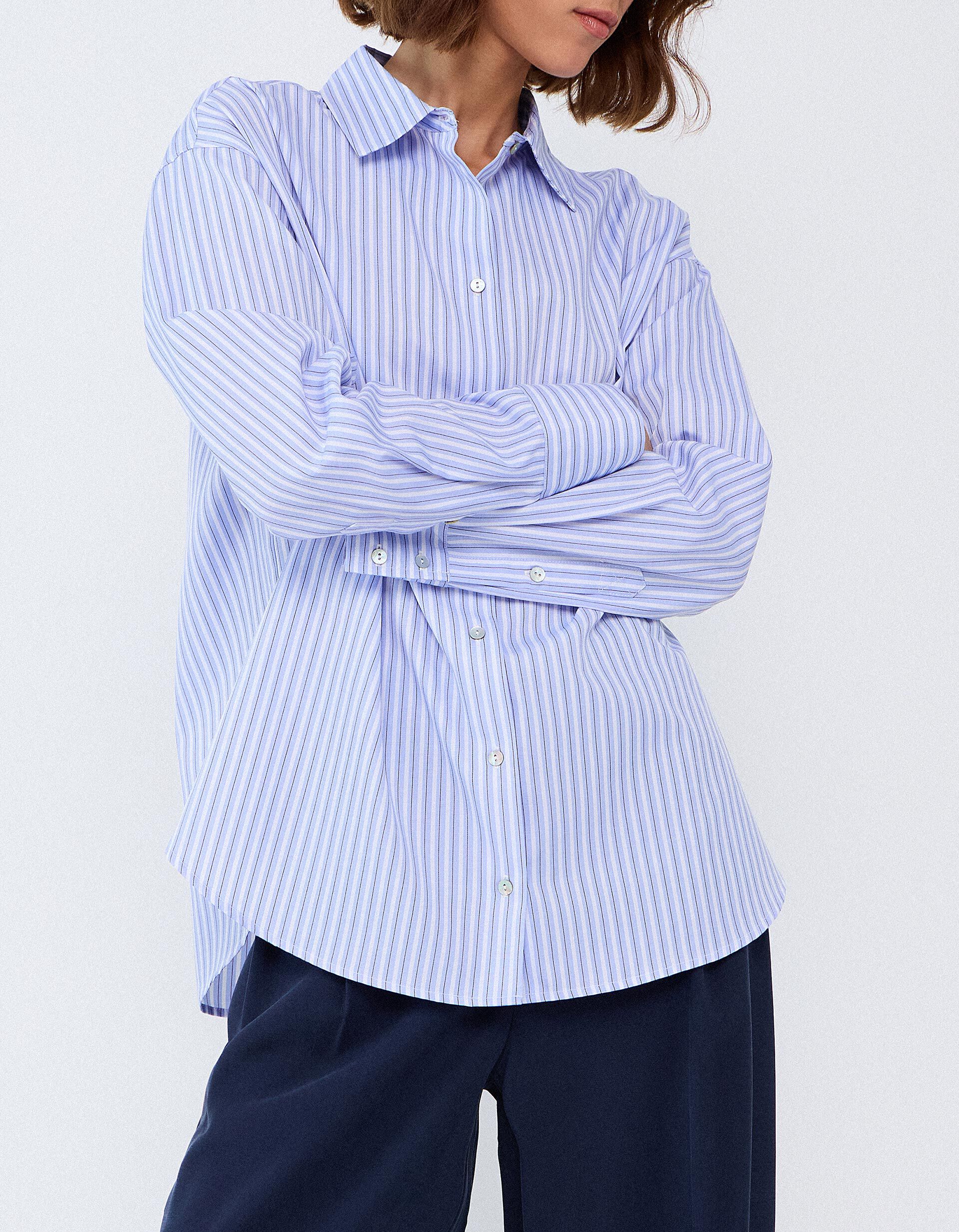 Comprar Online Camisa &Agrave;s Riscas, Mulher, Azul Claro