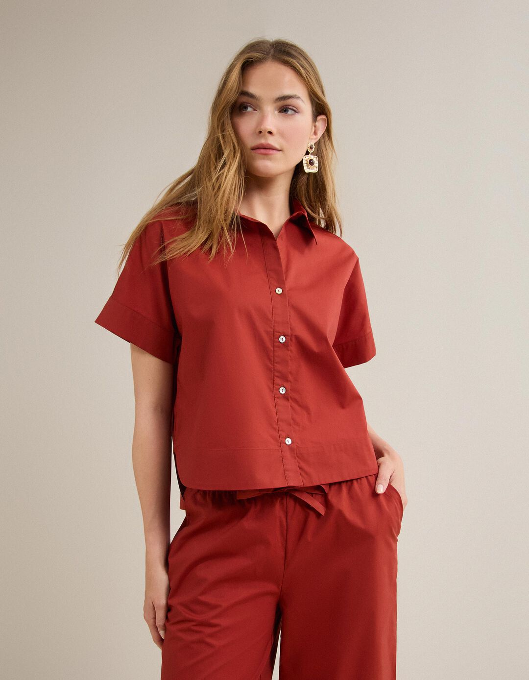 Blusa, Mulher, Vermelho Escuro