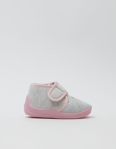 Slippers, Baby Girls, Grey/ Pink