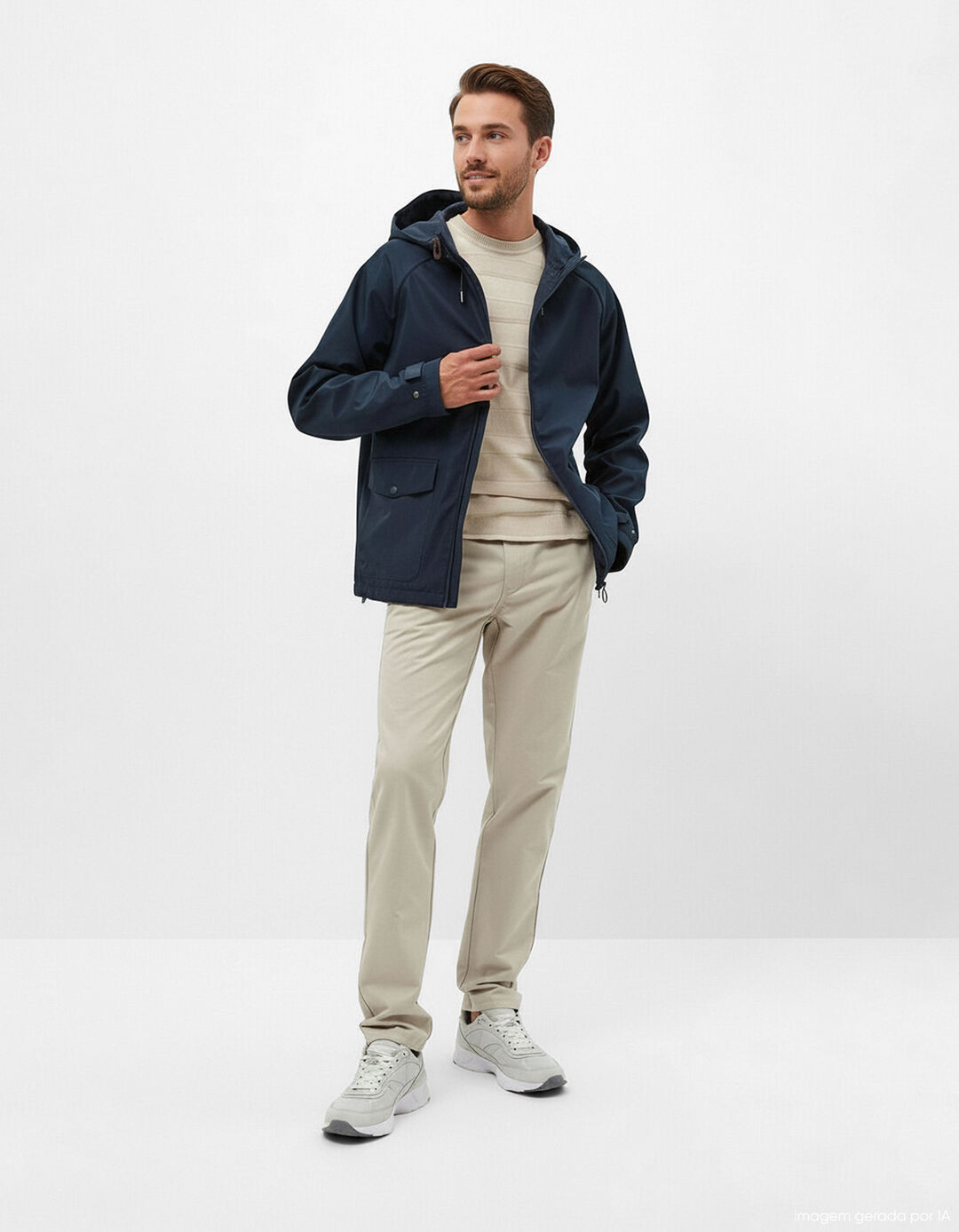 Cal&ccedil;as Chino Premium 'Slim fit', Homem, Bege Claro