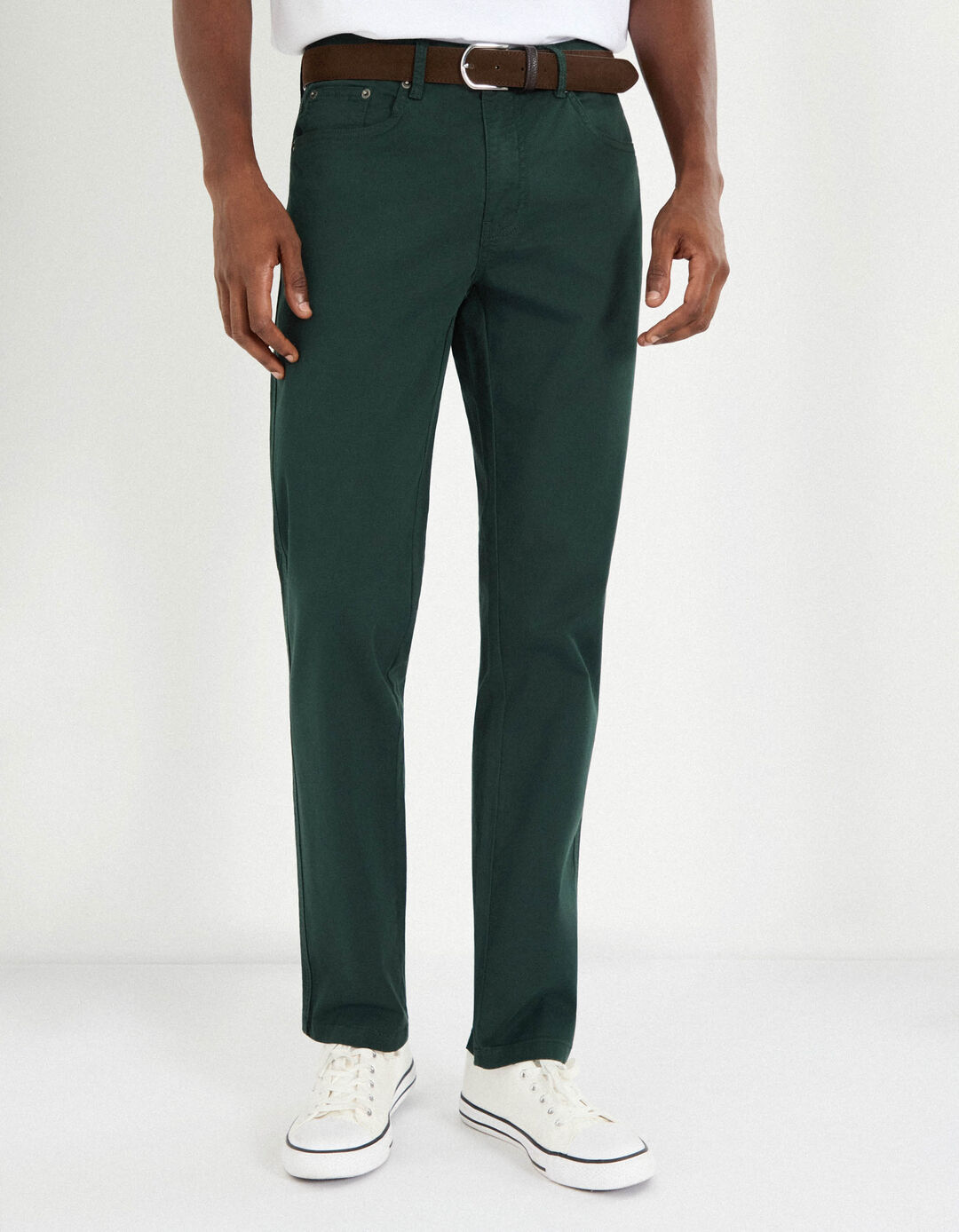 Calças 'Slim Fit', Homem, Verde Escuro
