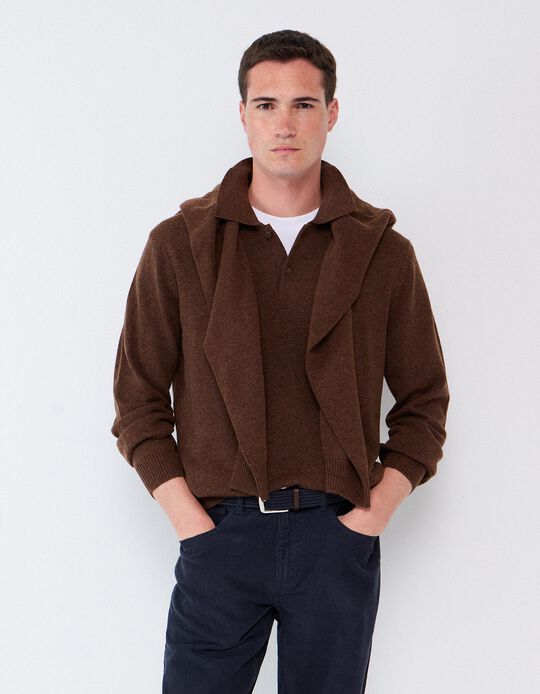 Comprar Online Polo Com Mistura De L&atilde;, Homem, Castanho Escuro