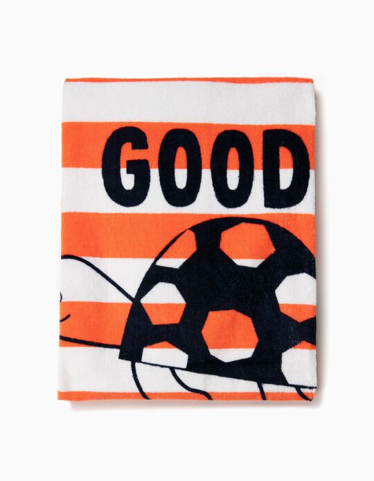 Toalha de Praia para Menino 'Good Vibes', Branco e Laranja