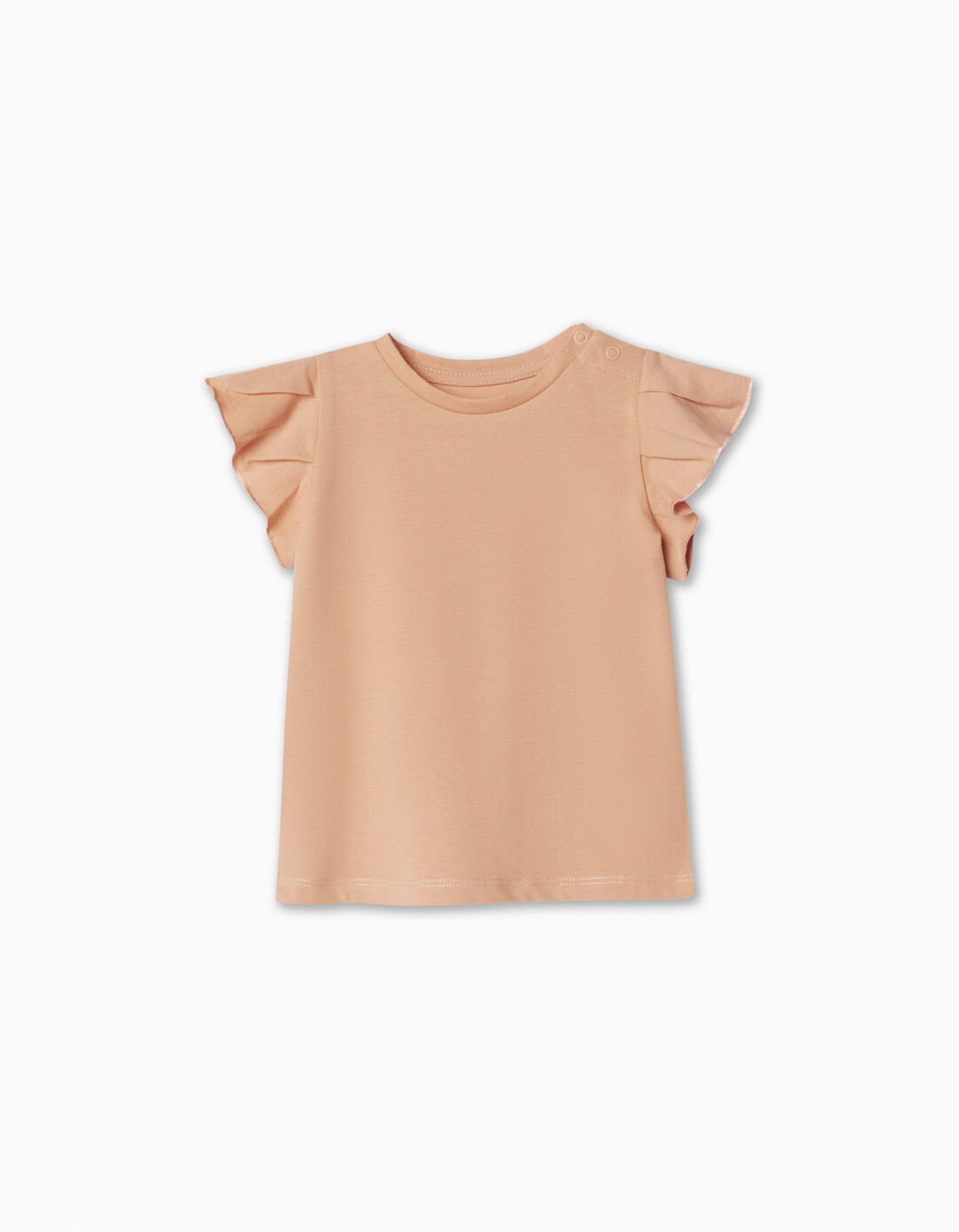 Ruffled T-shirt, Baby Girl, Light Orange