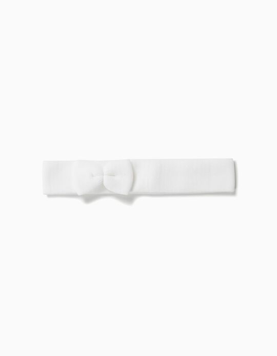 Hairband for Girls with Small Bow, White
