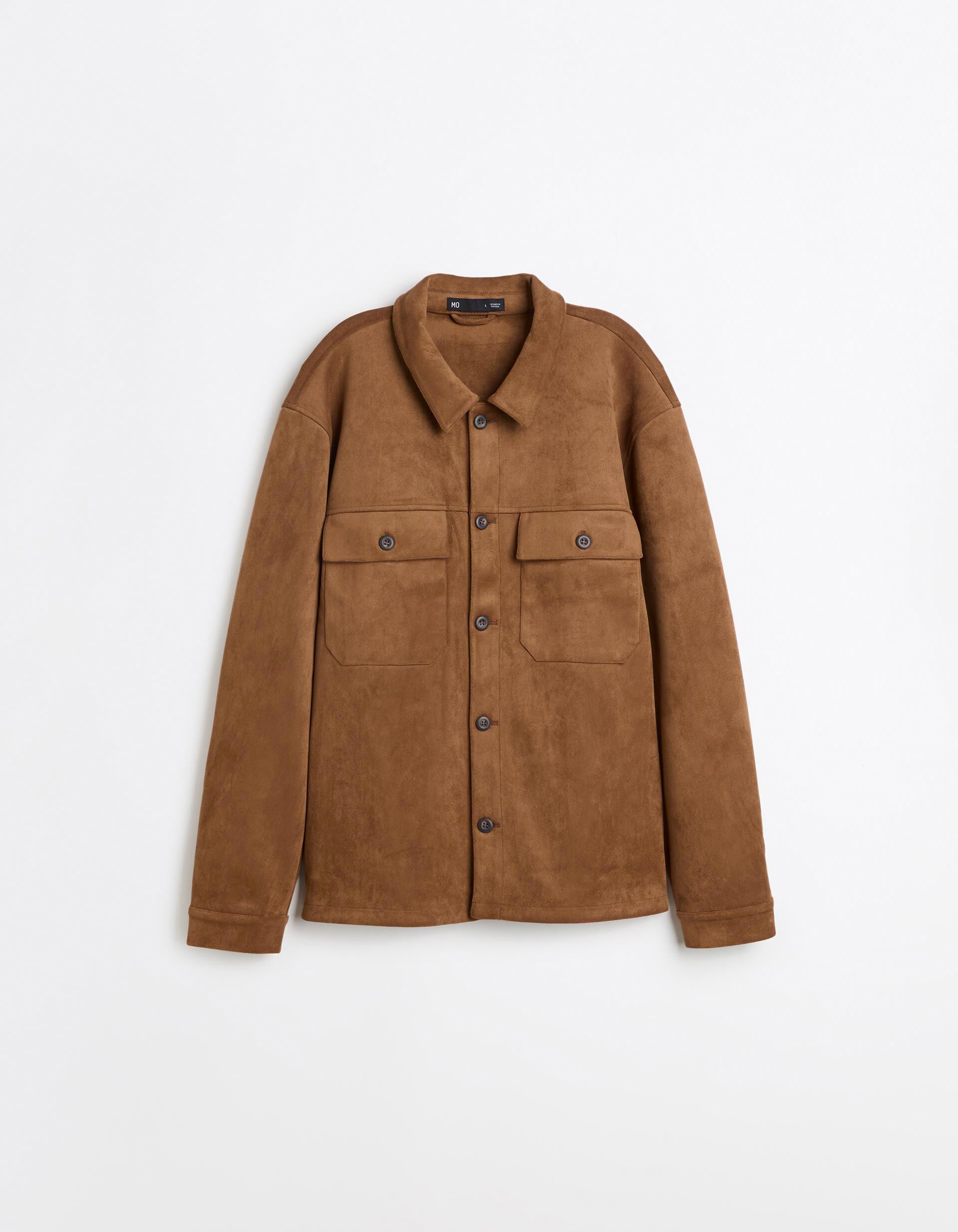 Comprar Online Sobrecamisa Efeito Camur&ccedil;a, Homem, Bege Escuro