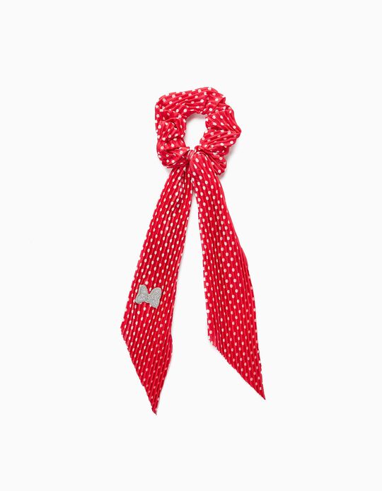 Scrunchie with Long Ribbon for Babies and Girls 'Minnie', Red