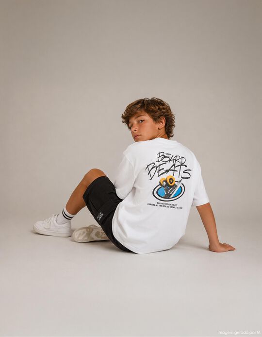 Comprar Online T-shirt Estampada 'Loose Fit', Menino, Branco
