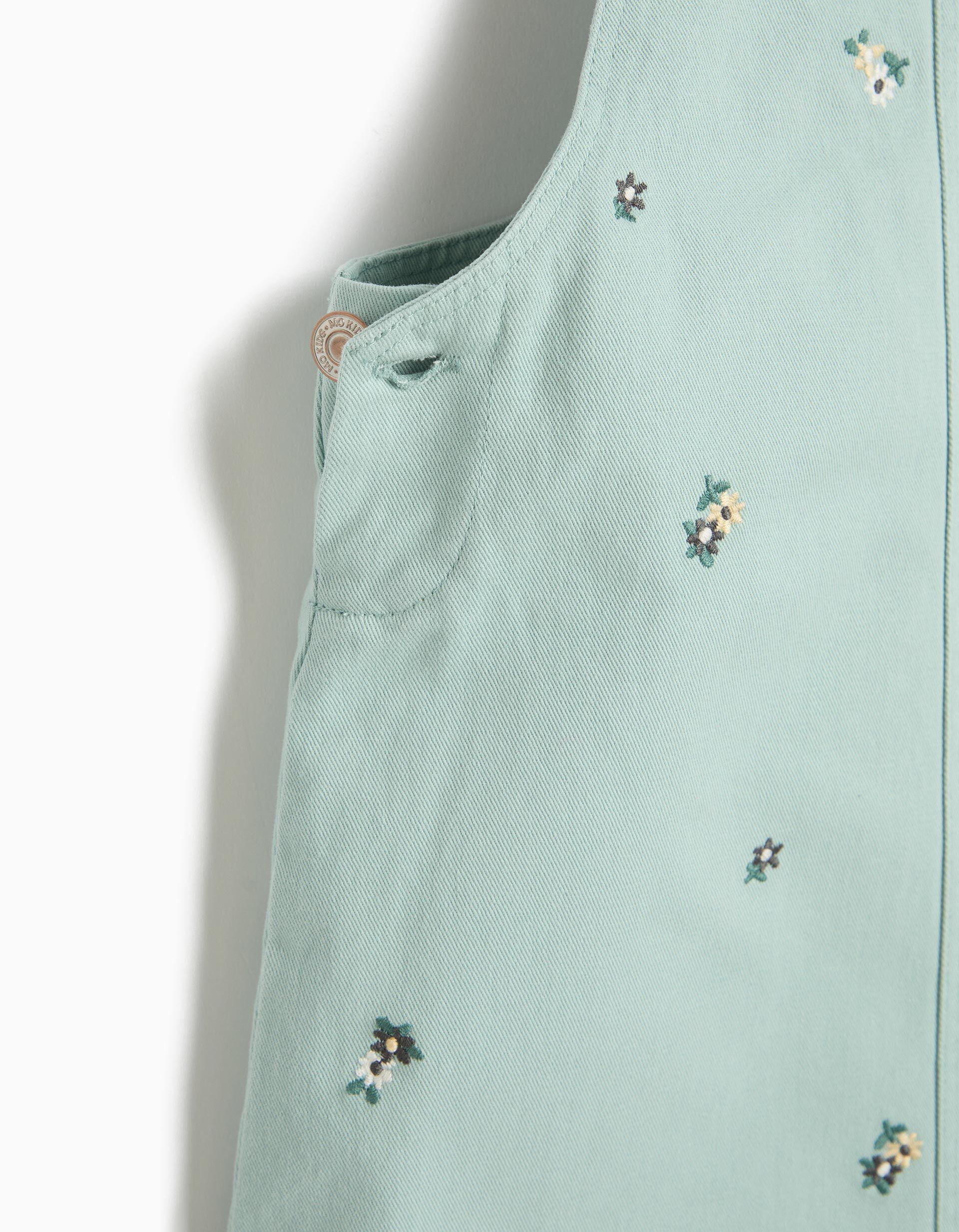 Comprar Online Saia Jardineira Bordada Com Flores, Menina, Verde Claro