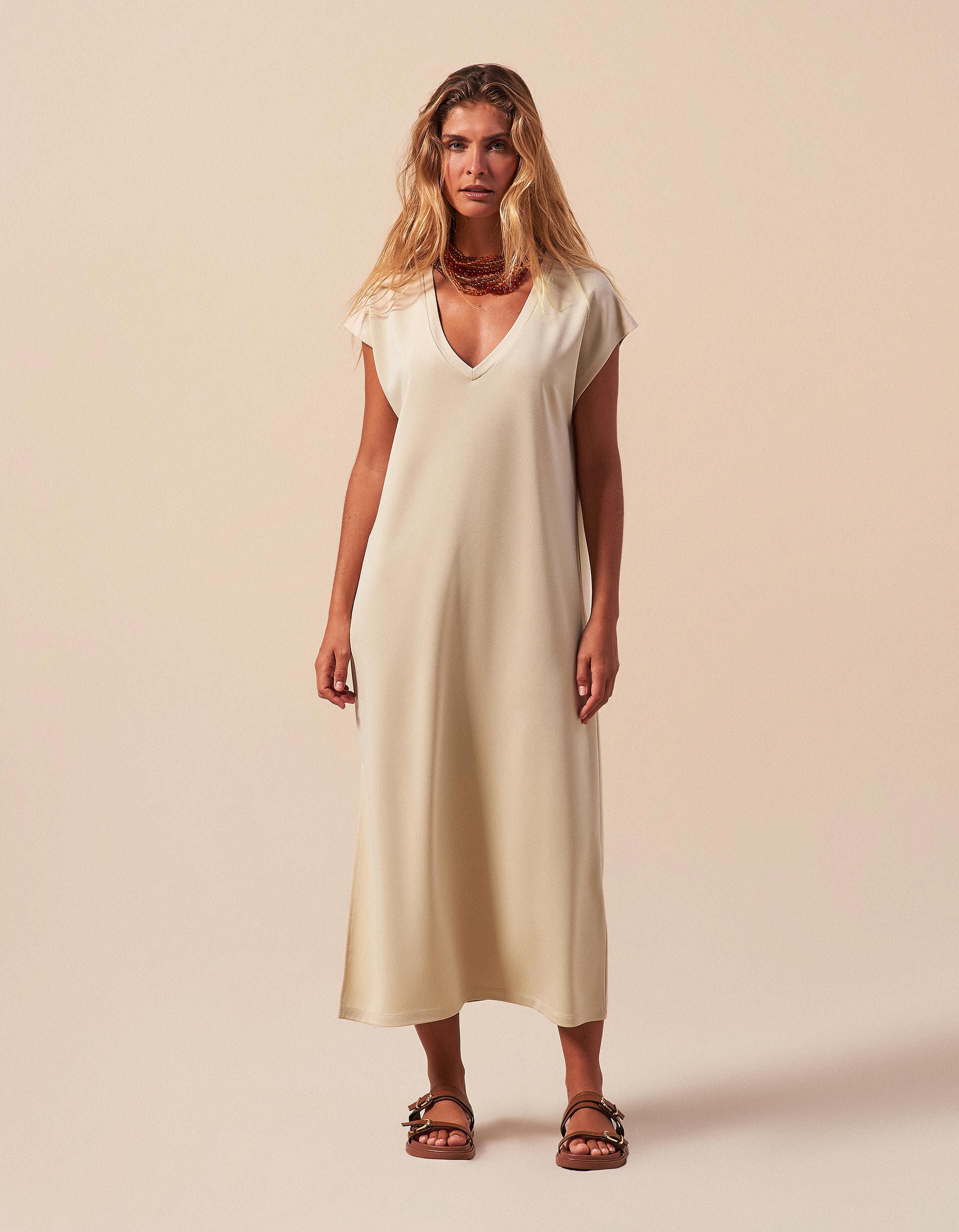 Comprar Online Vestido Midi, Mulher, Bege