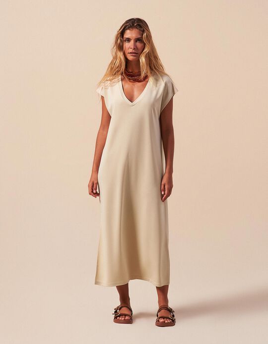 Comprar Online Vestido Midi, Mulher, Bege