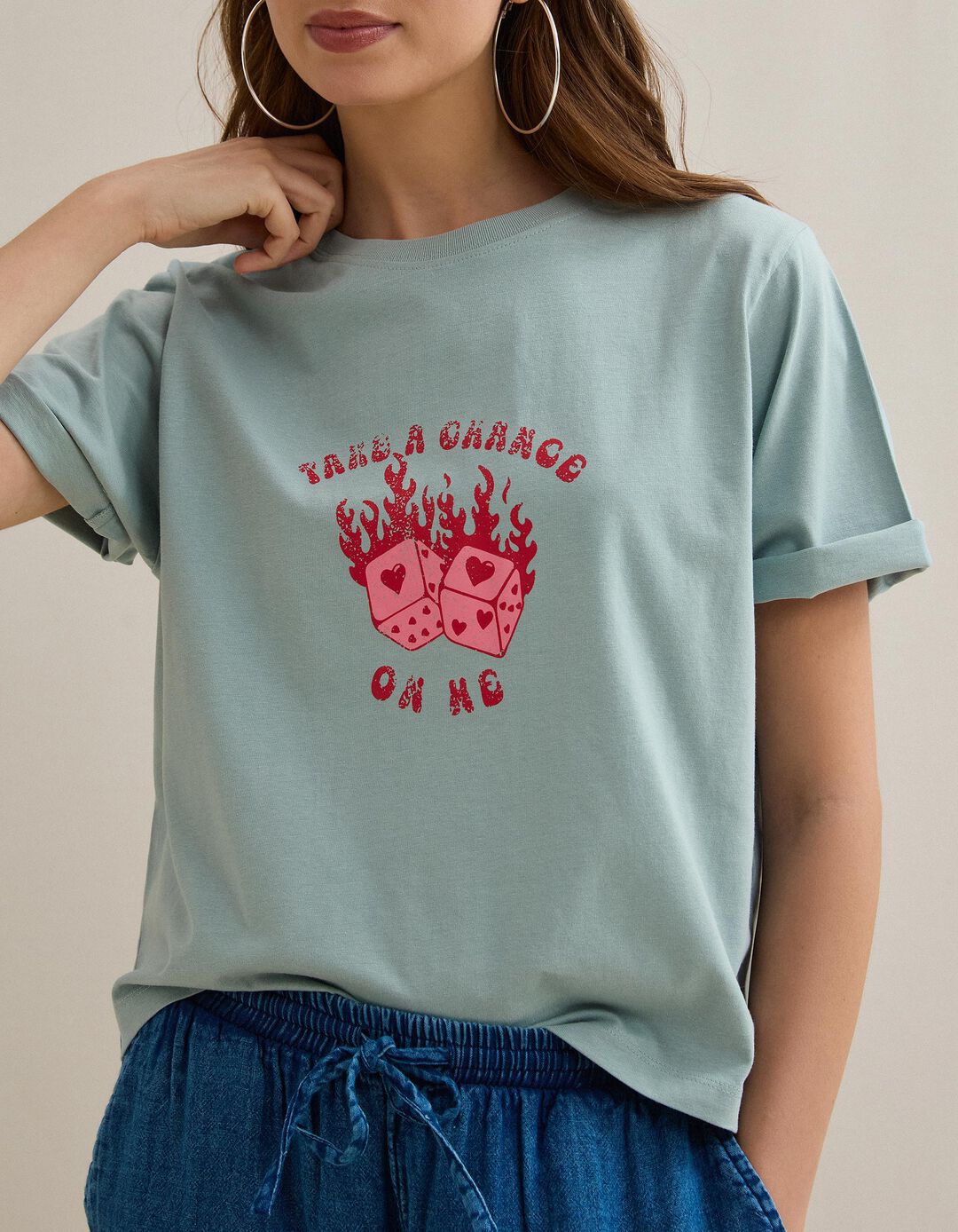 T-shirt Estampada, Mulher, Azul