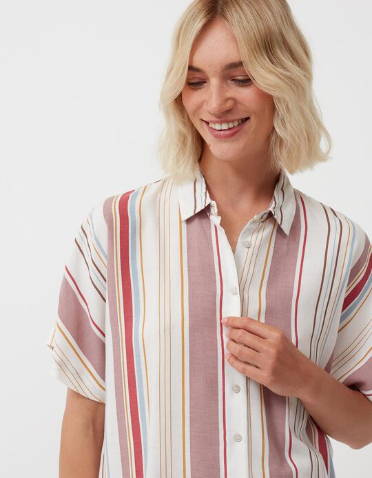 Linen Blend Shirt, Women, Multicolour