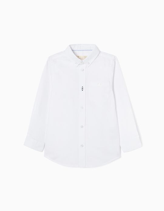 Long Sleeve Cotton Shirt for Boys, White