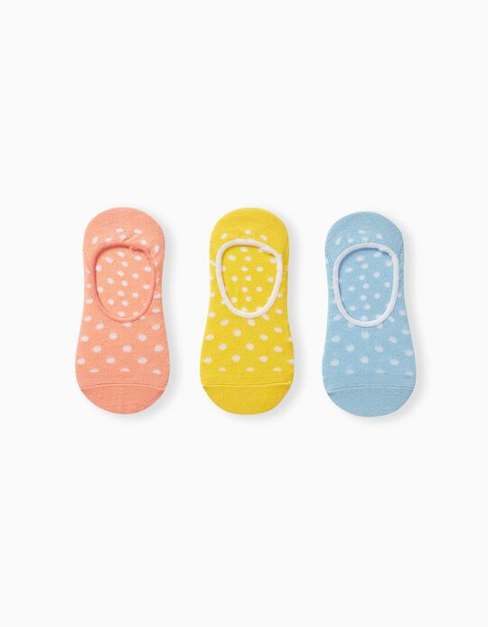 3 Pairs of Invisible Socks Pack, Girls, Multicolour