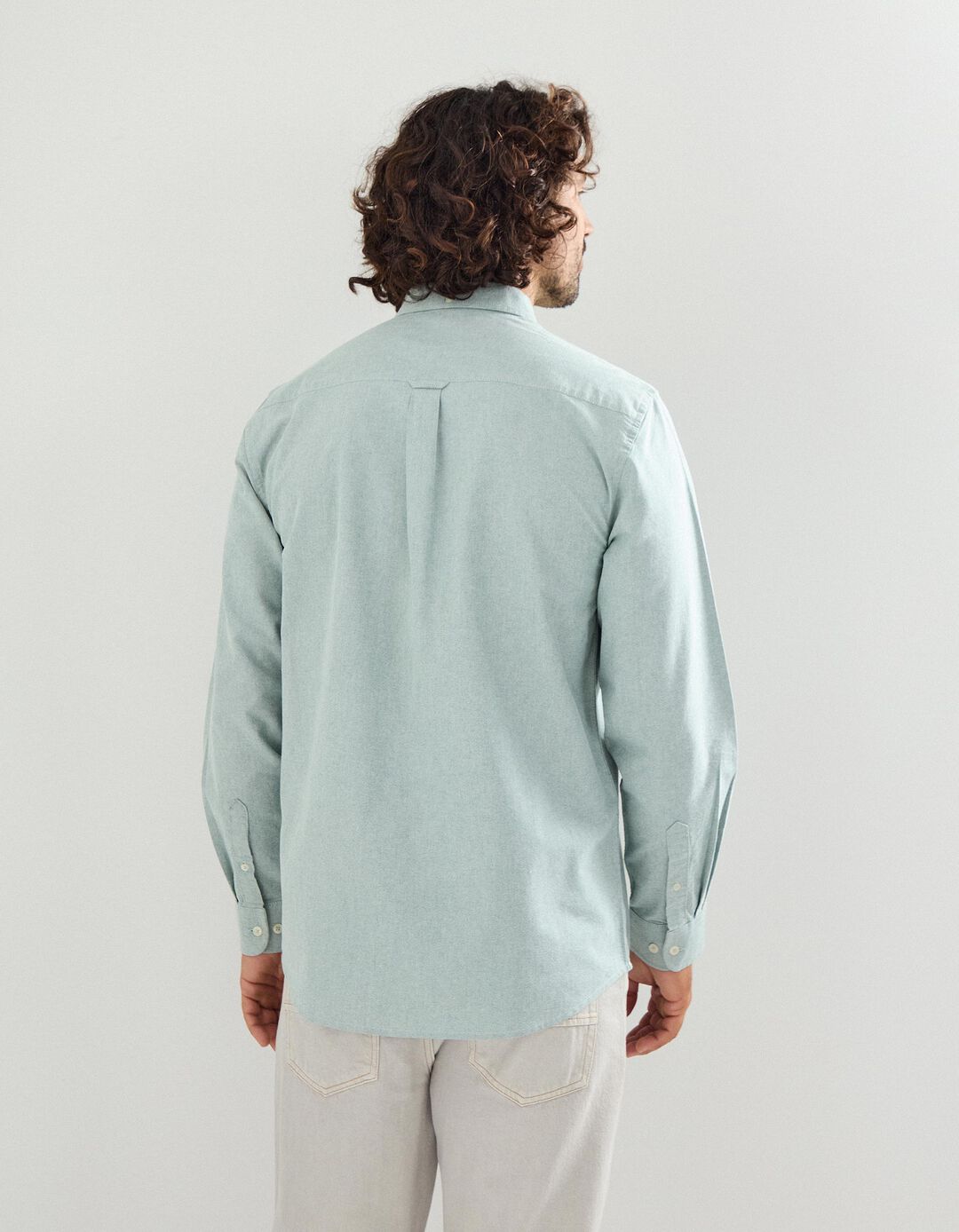 Camisa de Manga Comprida Oxford, Homem, Verde