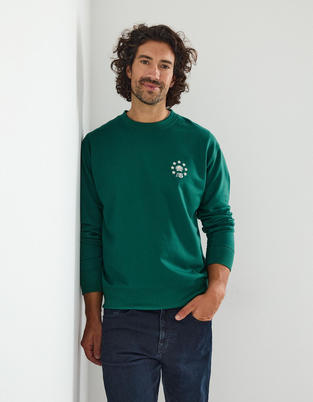 Sweatshirt de Felpa, Homem, Verde Escuro 