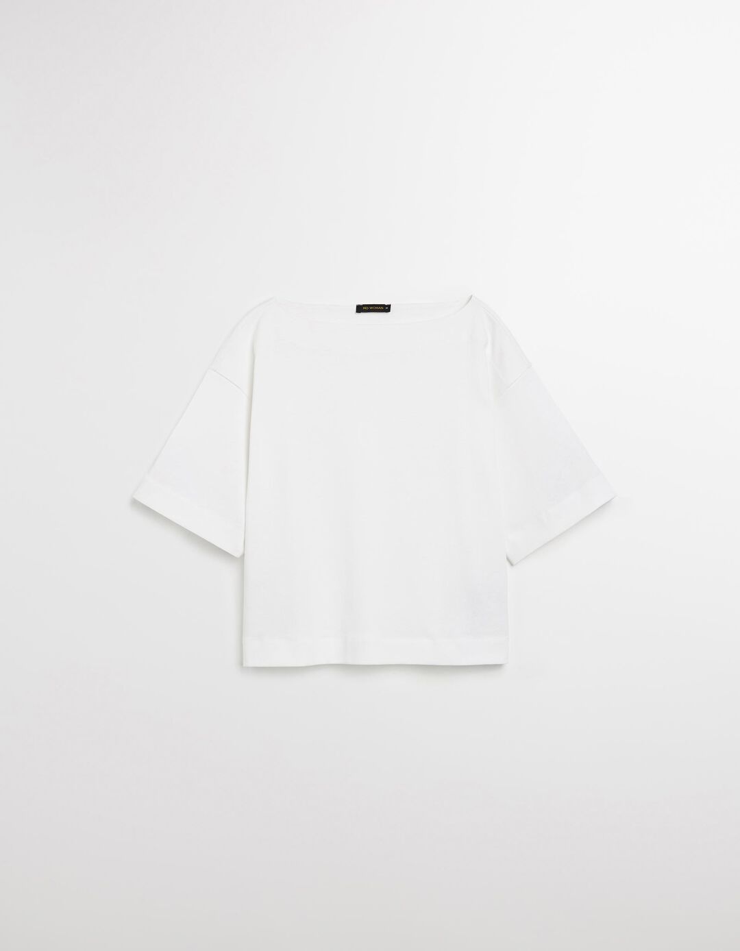 T-shirt com Decote em Barco, Mulher, Branco
