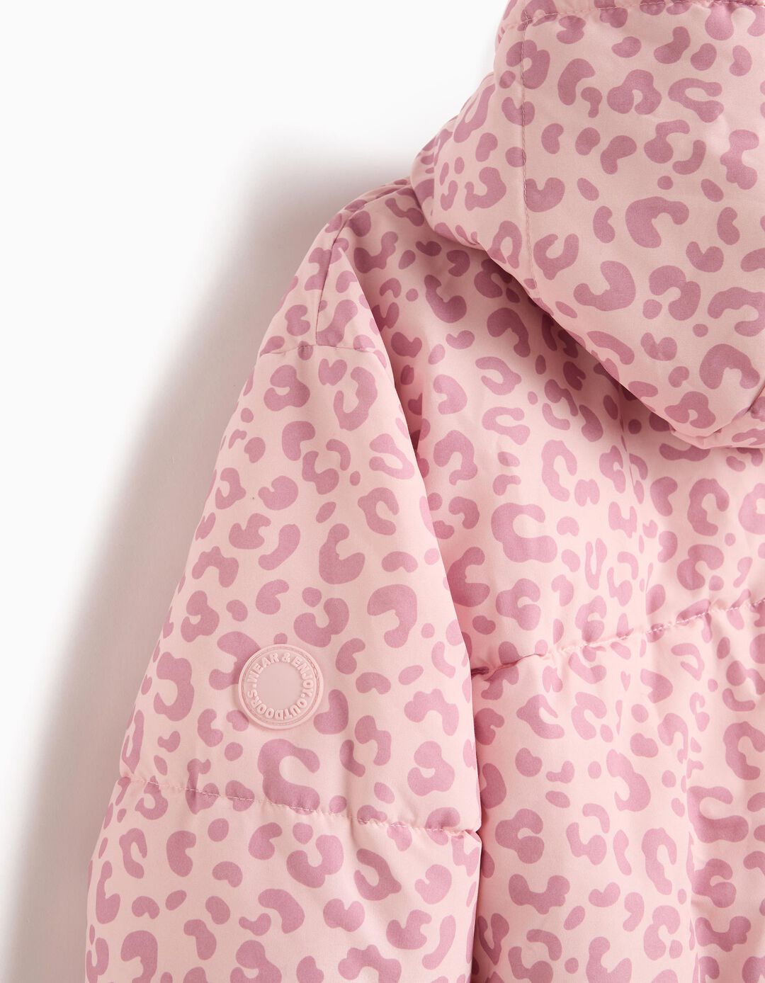Casaco Acolchoado Animal Print, Menina, Rosa Claro