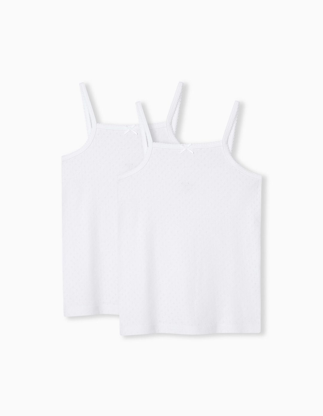 2 Microperfurated Tops Pack, Girls, White