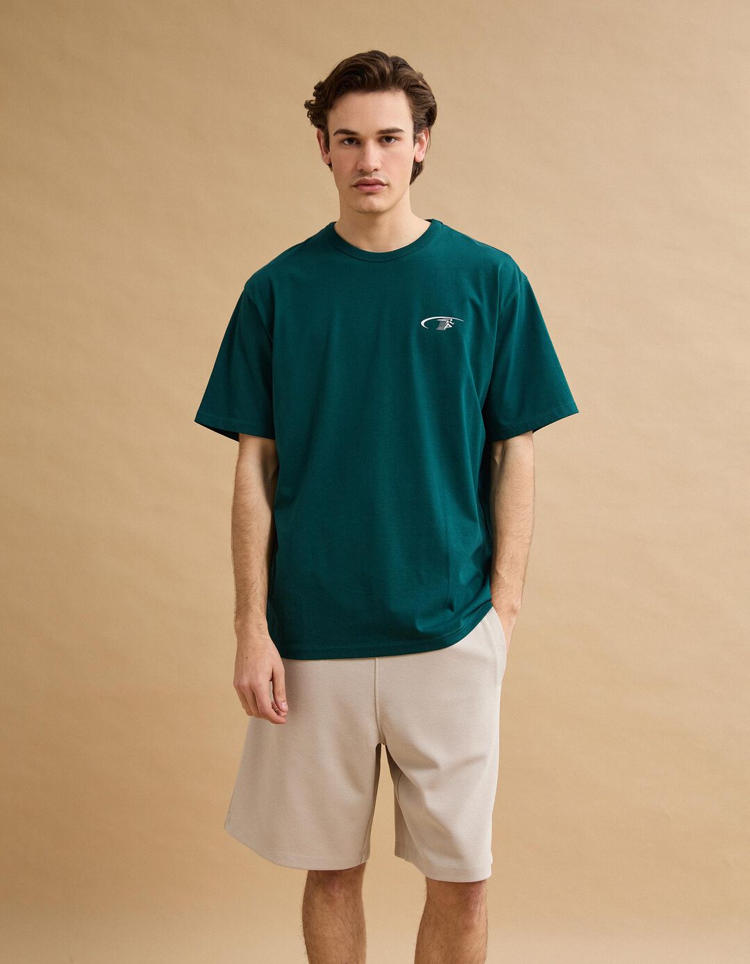 T-shirt Heavy Jersey Estampada, Homem, Verde Escuro