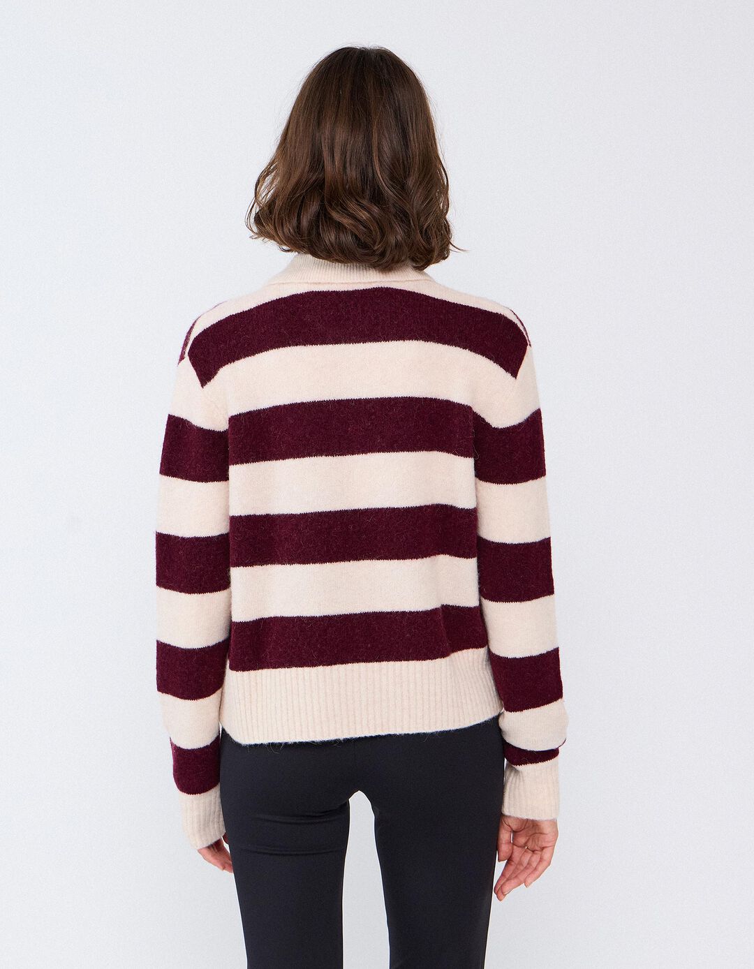 Polo Em Mistura De L&atilde; E Alpaca, Mulher, Vermelho Escuro