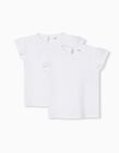 Pack 2 T-shirts Básicas Lisas, Bebé Menina, Branco
